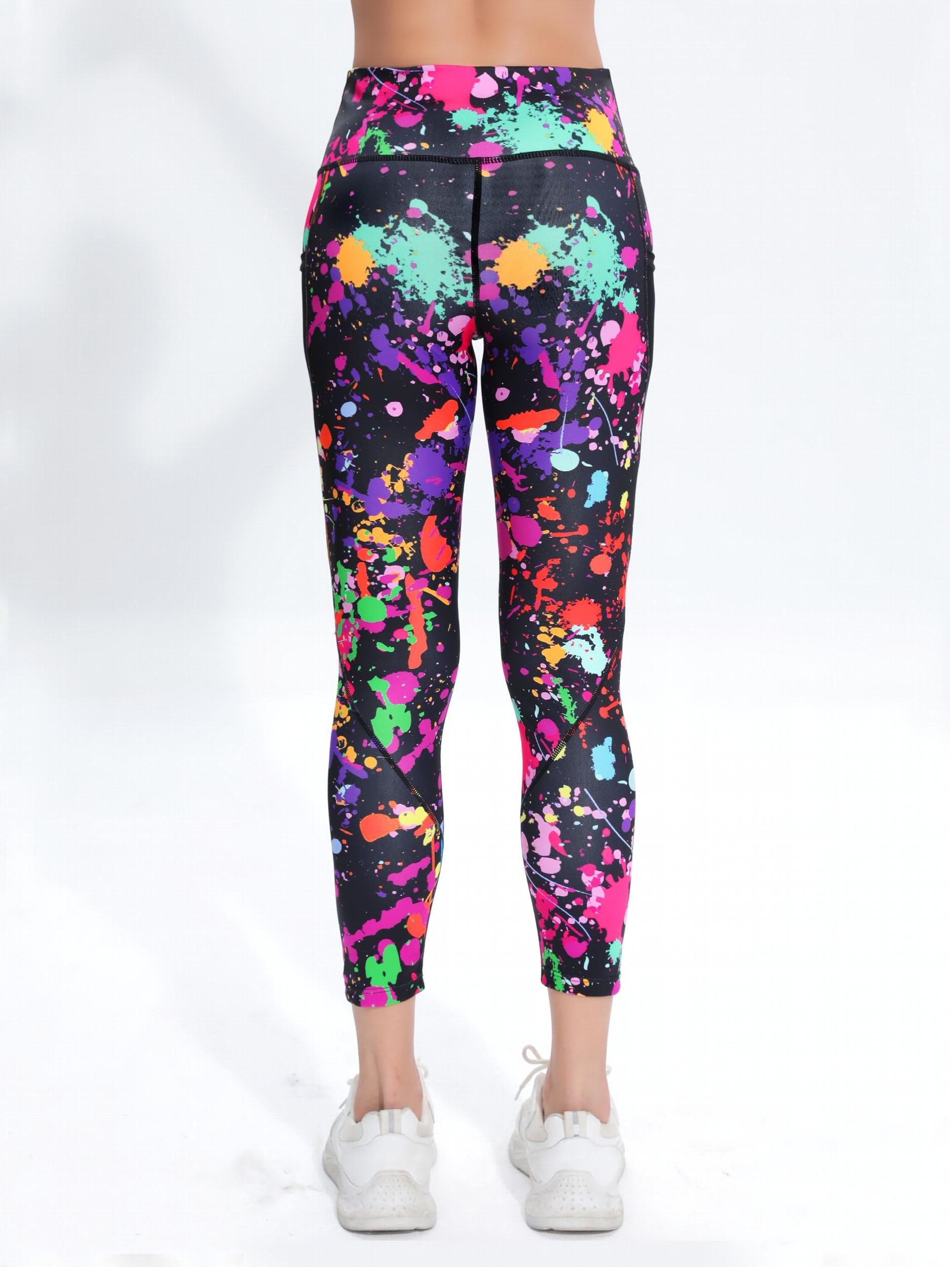 Graffiti Pattern High Waist Fitness Pants Tummy Control Yoga Leggings