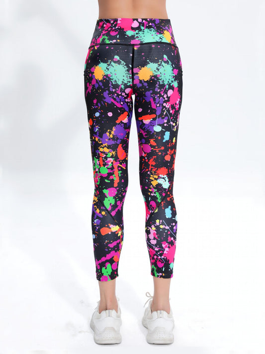 Graffiti Pattern High Waist Fitness Pants Tummy Control Yoga Leggings