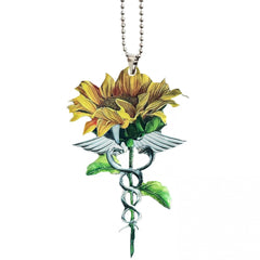 Sunflower Acrylic Car Mirror Pendant Key Chain Ornament