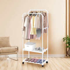 Movable Foyer Shoe Rack Standing Coat Rack Metal Shoe & Hat