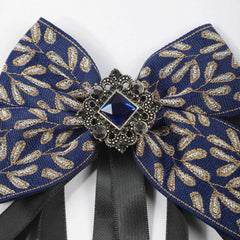 Men's Suit Retro Sapphire Plant Pattern Streamer Tassel Collar Bow Tie