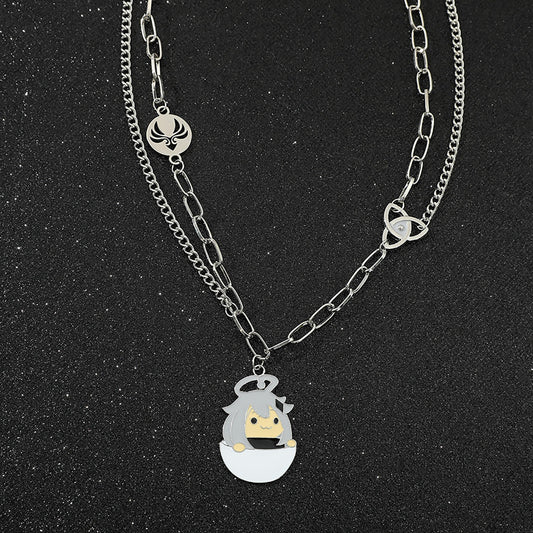 Cartoon Character Enamel Pendant Necklace Jewelry Gift