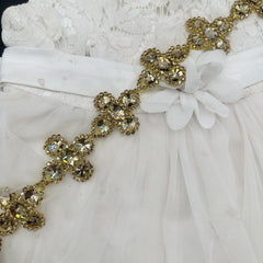 Rhinestone Flower Chain Bridal Gown Red Stitching DIY Wedding Dress Accessory