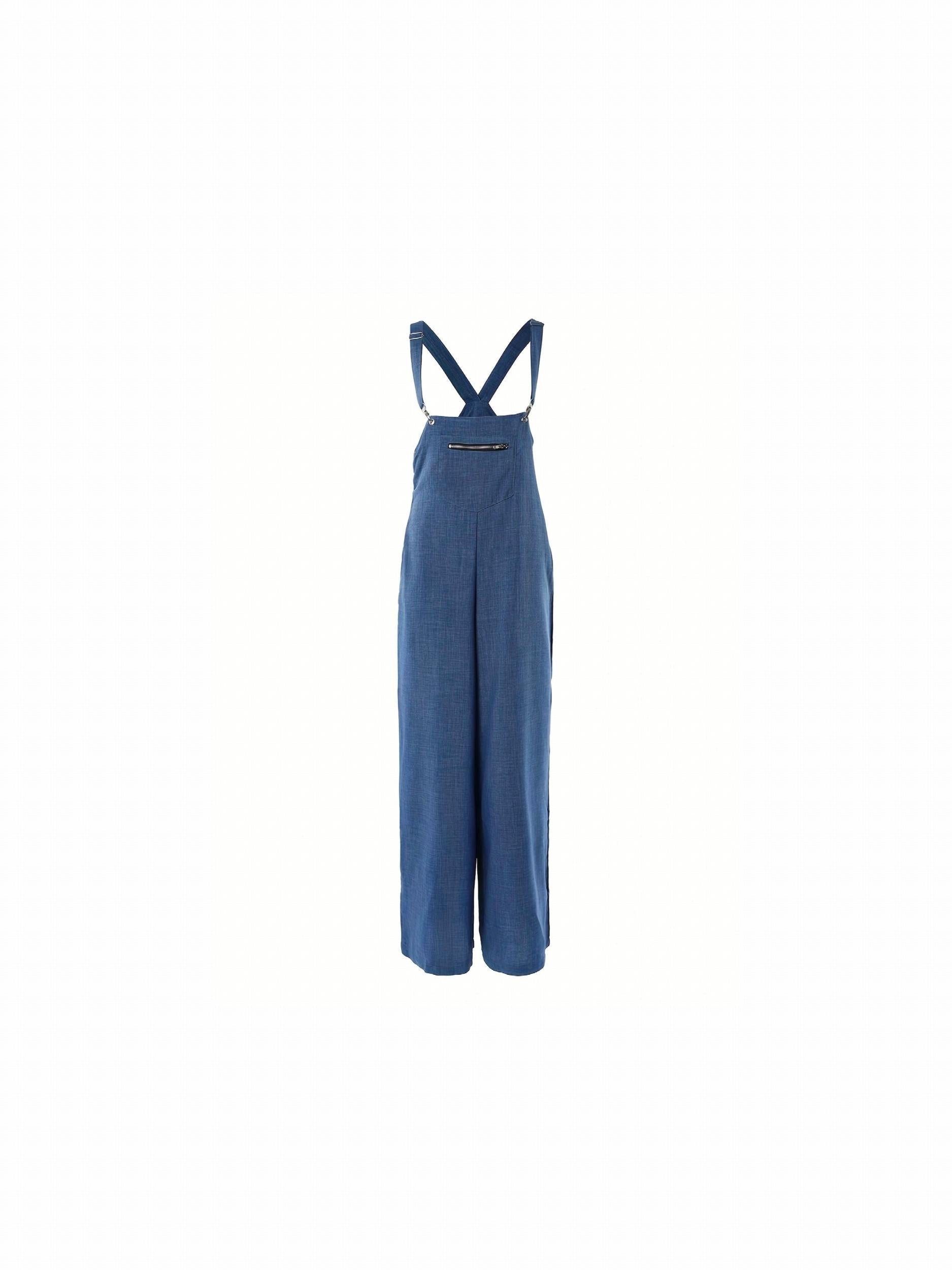 Casual Wide Leg Zipper Overall Jumpsuit