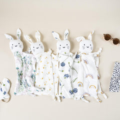 Baby Cotton Muslin Bib Teething Towel Doll Rabbit Toy