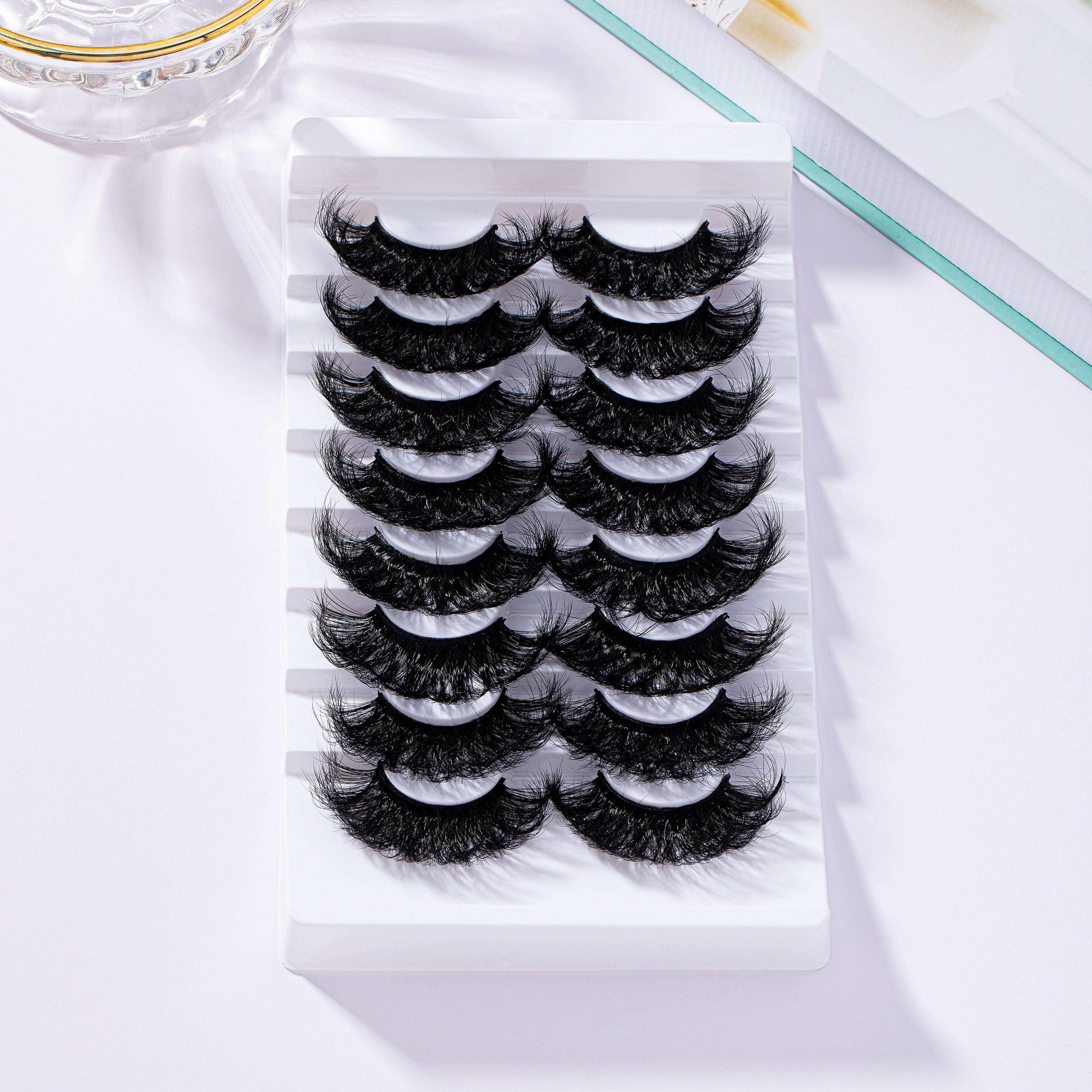 8 Pairs 25mm Cat Eye Fluffy Faux Mink 9D Wispy Lashes