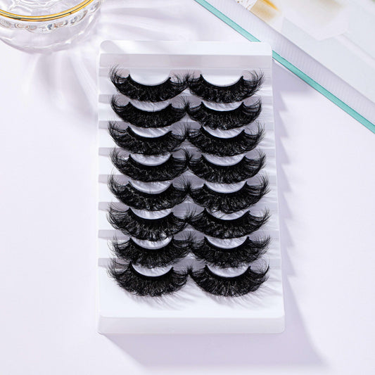8 Pairs 25mm Cat Eye Fluffy Faux Mink 9D Wispy Lashes