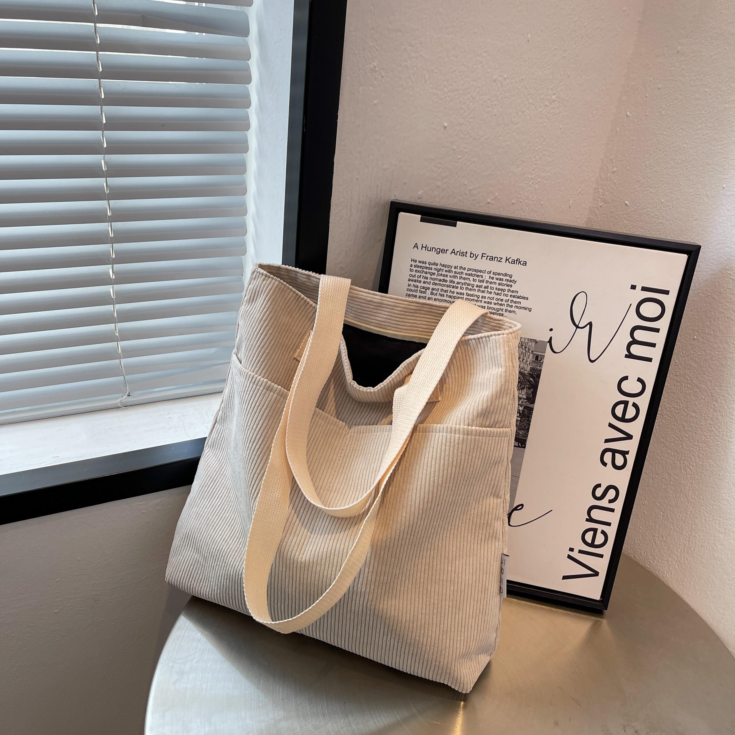 Corduroy Shoulder Shopping Bag for Autumn and Winter