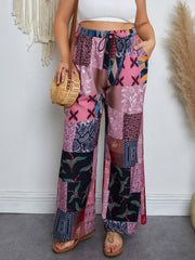  Boho Pants Women's Elastic Drawstring Wide Leg Trousers
