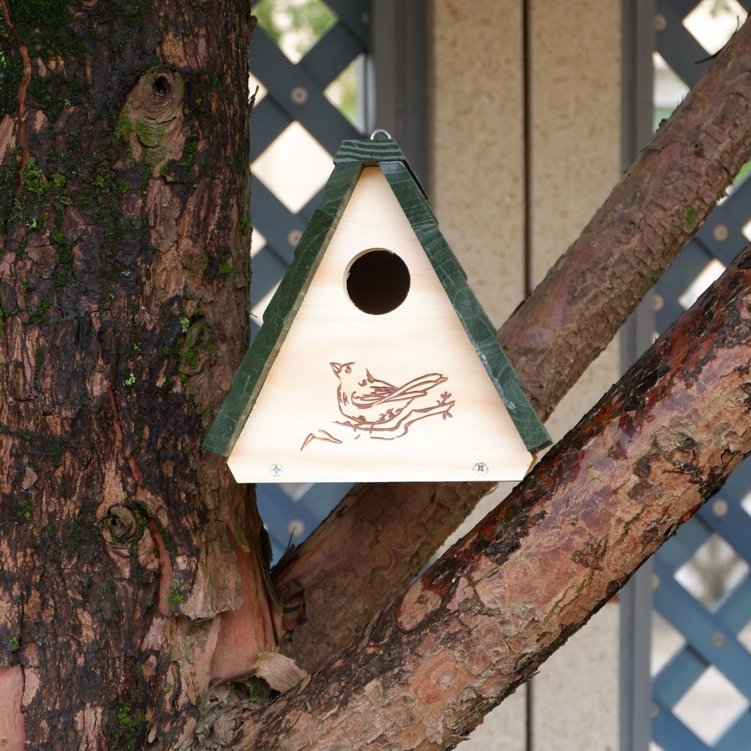 Wooden Bird Nest Small Bird House Triangle Pine Wood Bird Nest