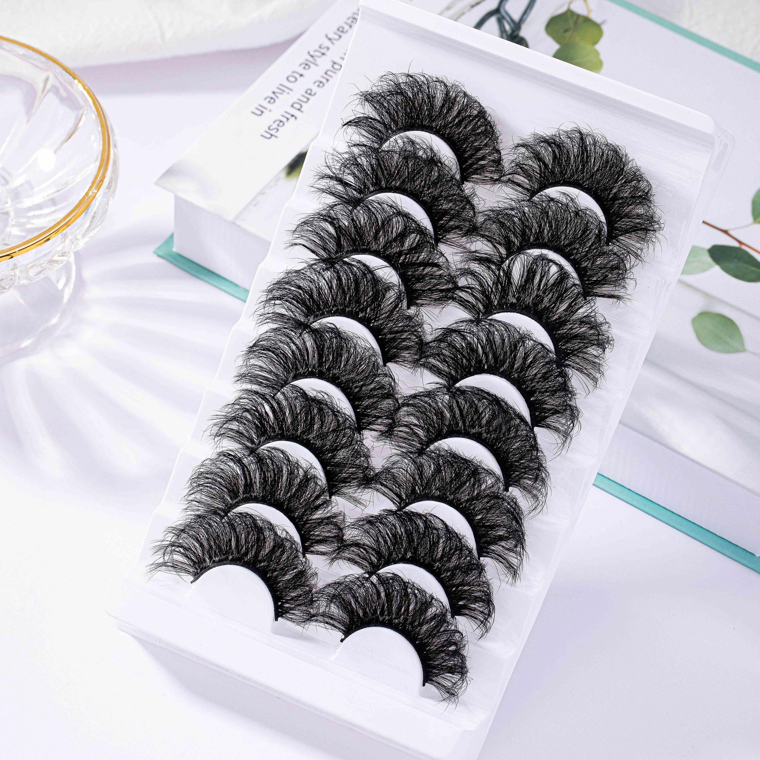8 Pairs 25mm Cat Eye Fluffy Faux Mink 9D Wispy Lashes