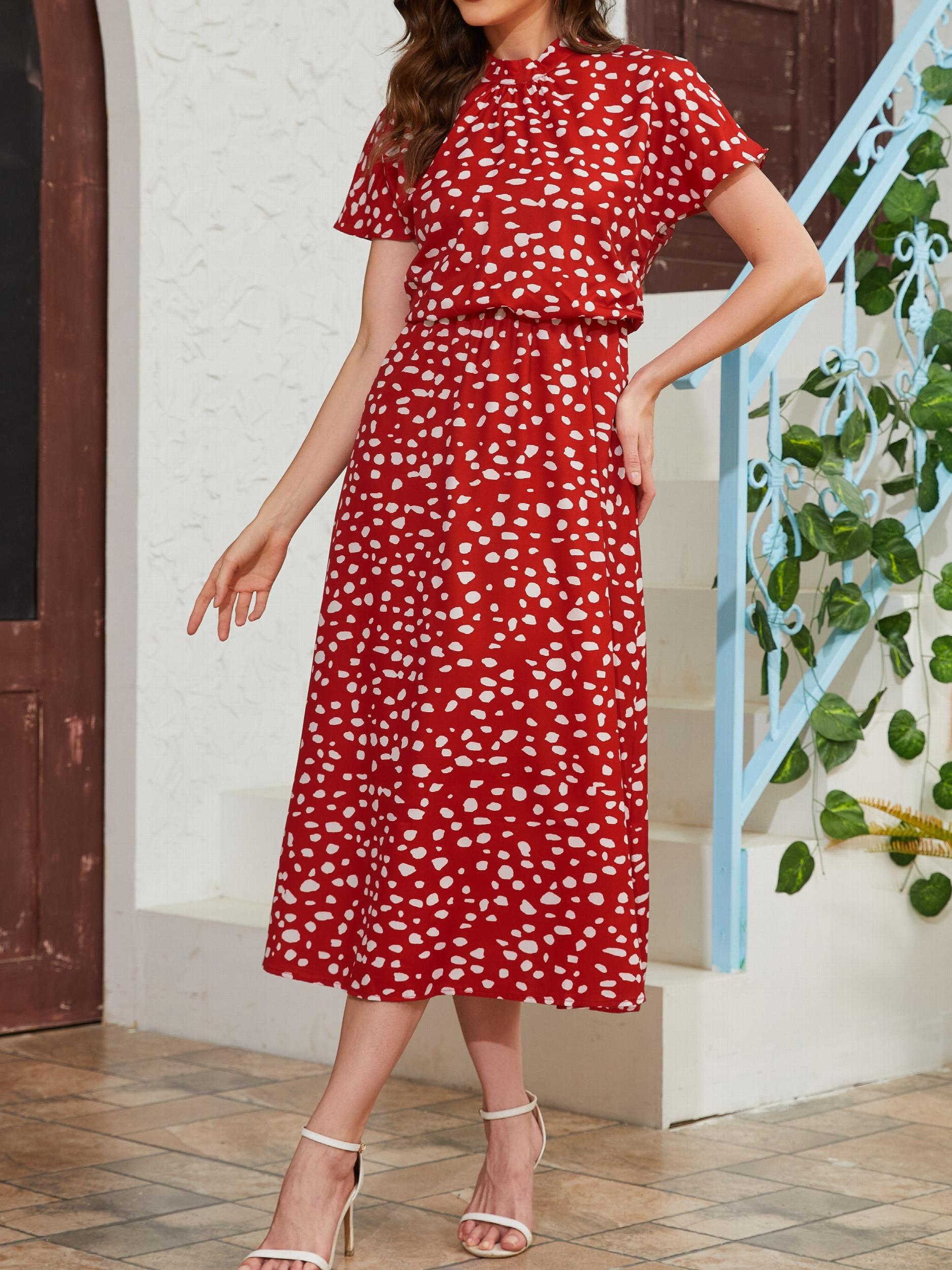 Vintage Short Sleeve Midi Dress for Spring & Summer