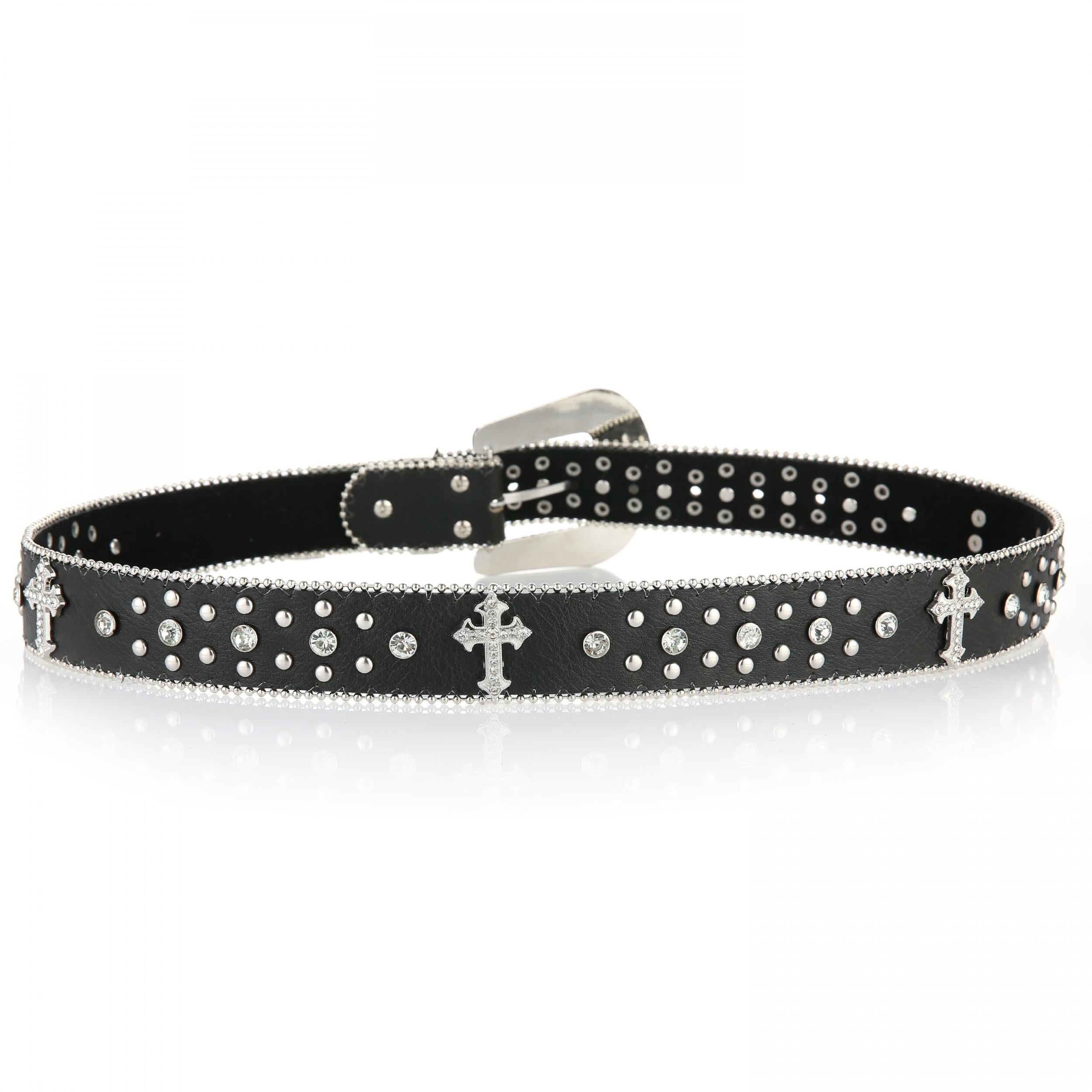 Vintage Western Rivet PU Leather Belt with Carved Buckle