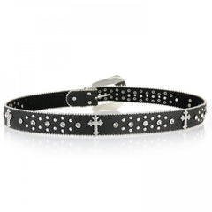 Vintage Western Rivet PU Leather Belt with Carved Buckle