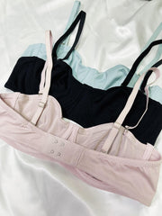 3pcs Solid Push Up Bras Comfy & Breathable Intimates Bra