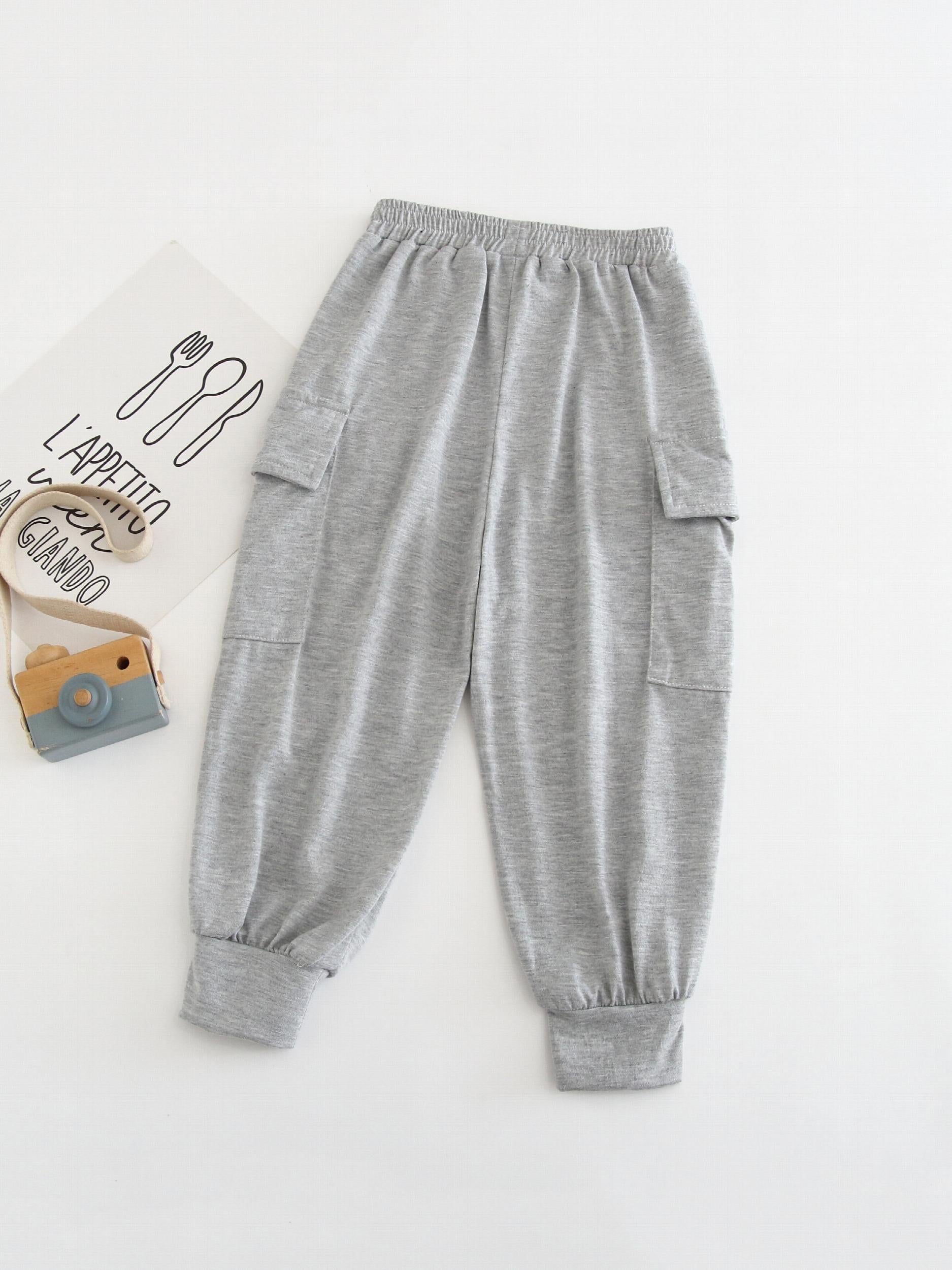 3pcs Boy's Casual Sweatpants Comfy Solid Trousers With Pockets