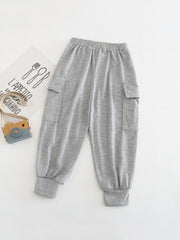 3pcs Boy's Casual Sweatpants Comfy Solid Trousers With Pockets