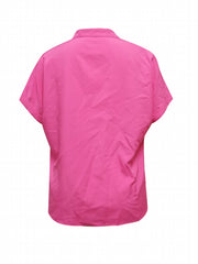  Solid Button Up Cap Sleeve Blouse