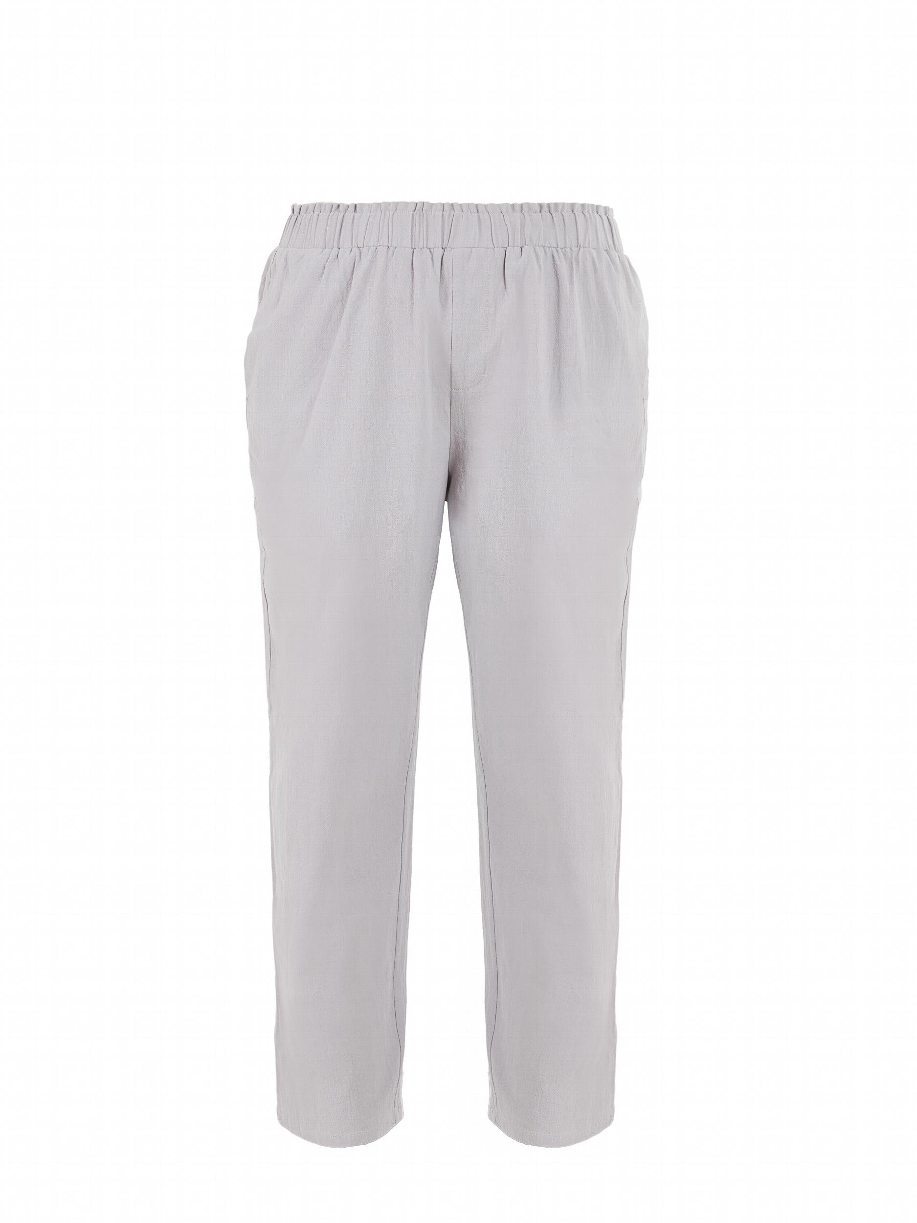  Solid Color High Rise Casual Pants with Pockets