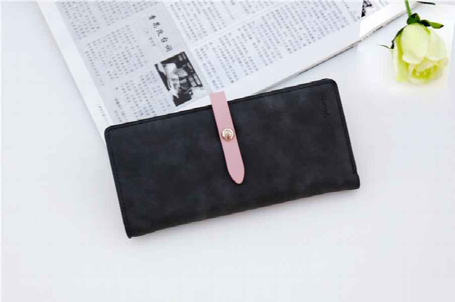 Long Frosted Zipper PU Leather Wallet Women's