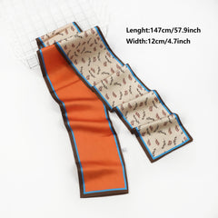 Floral Printed Skinny Scarf Silky Satin Neck Scarf Fashionable Hair Ribbon