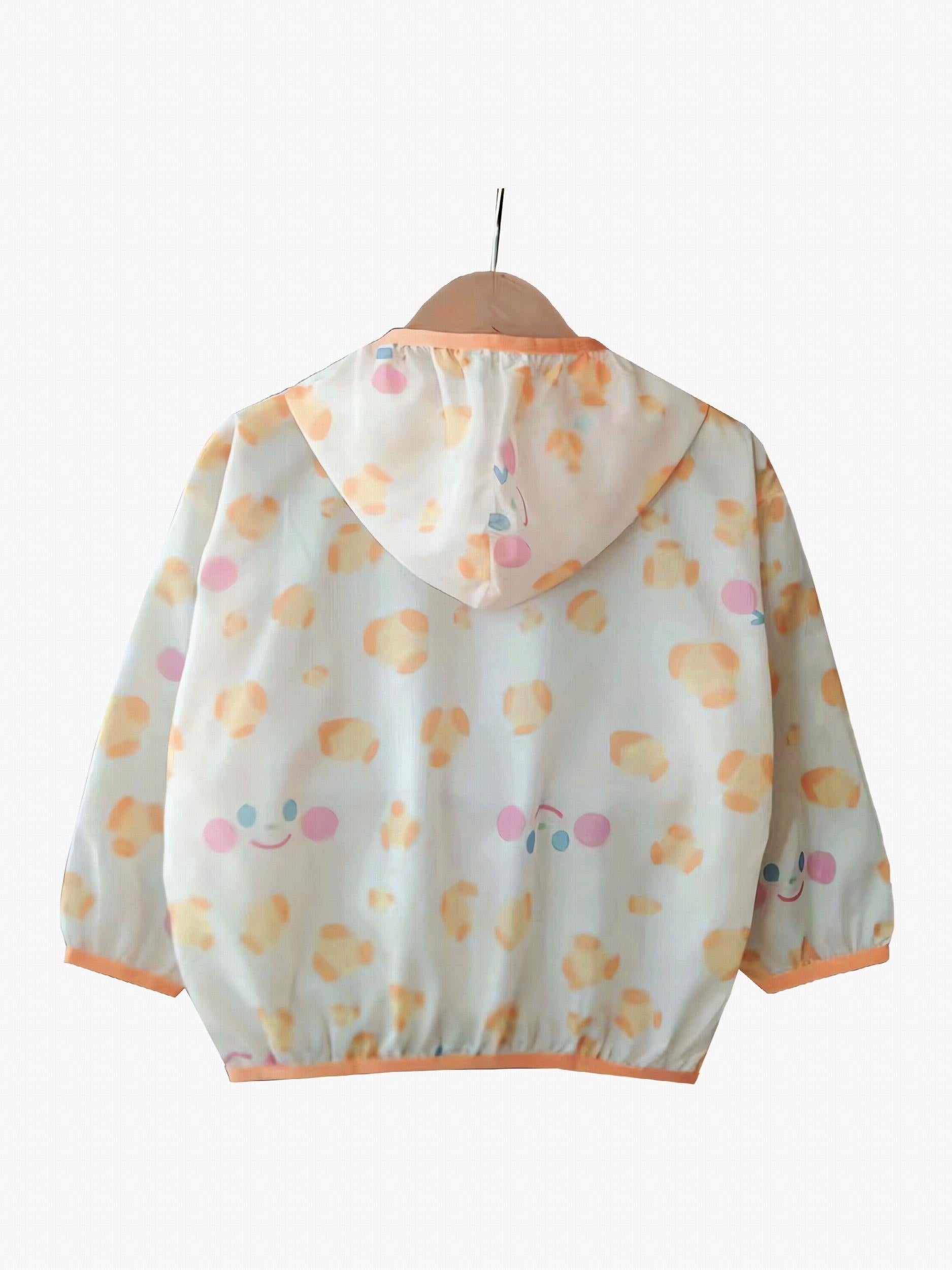 Kid's Hooded Sun Protect Jacket Happy Face Print Coat