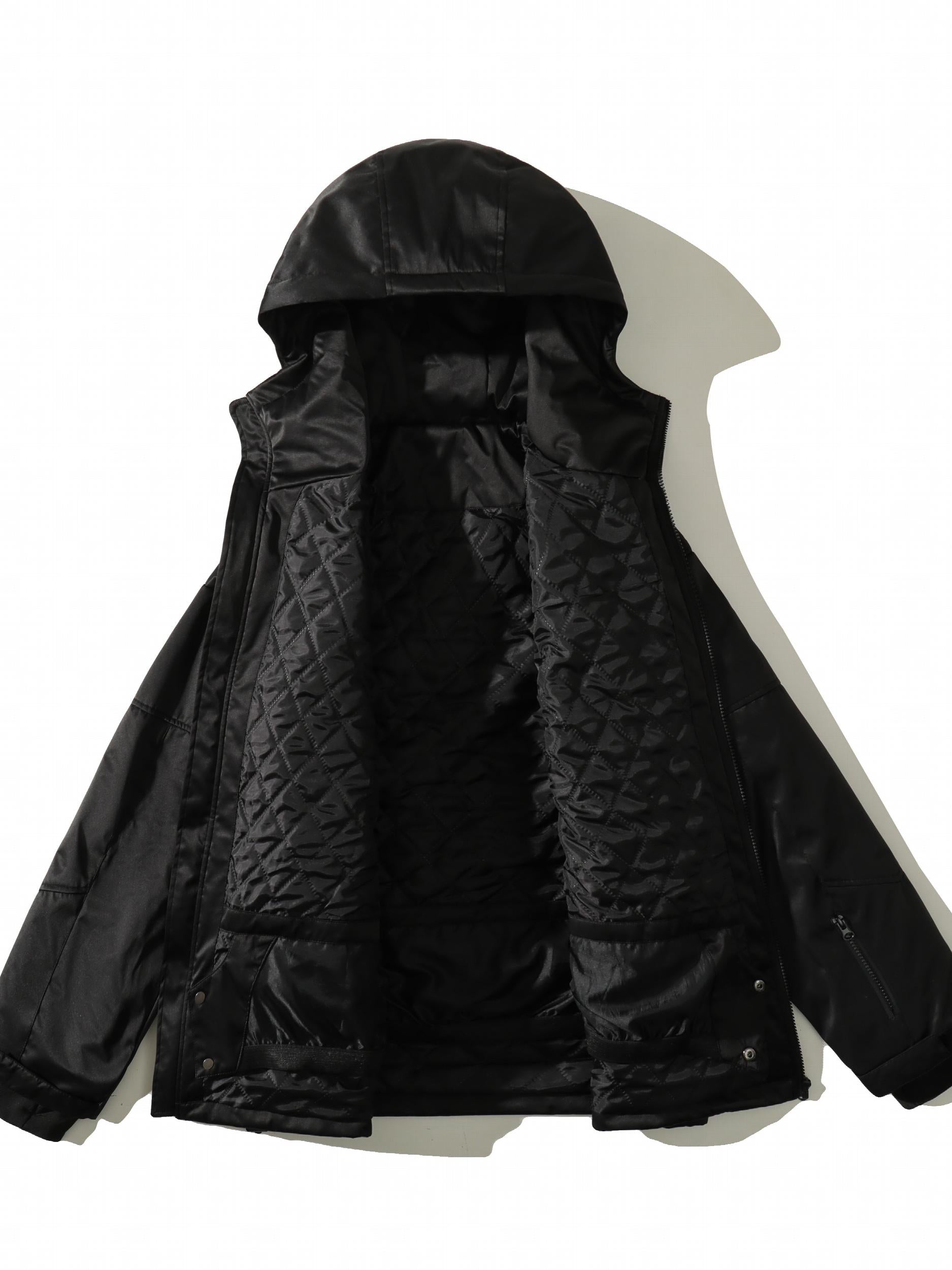 Drawstring Waterproof Ski Jacket Thick Thermal Pockets Coat