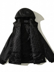 Drawstring Waterproof Ski Jacket Thick Thermal Pockets Coat