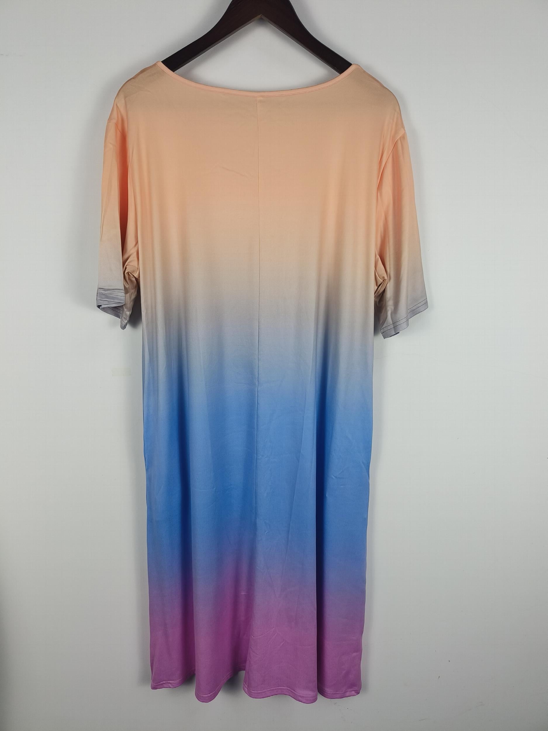  Ombre Print Short Sleeve Tee Dress With Pockets