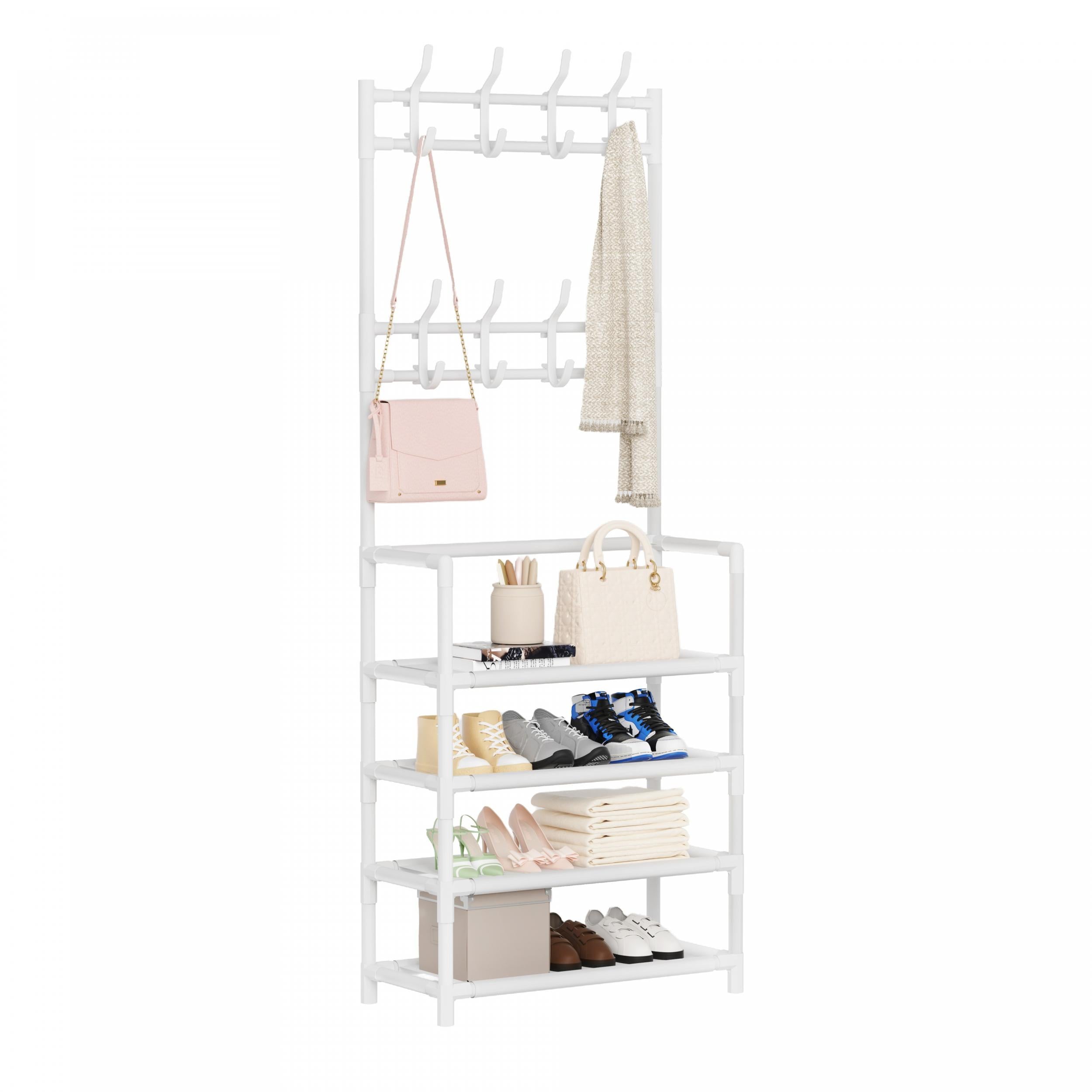 Shoe Storage Rack With Clothes Storage Shelf Hanging Clothes Stand