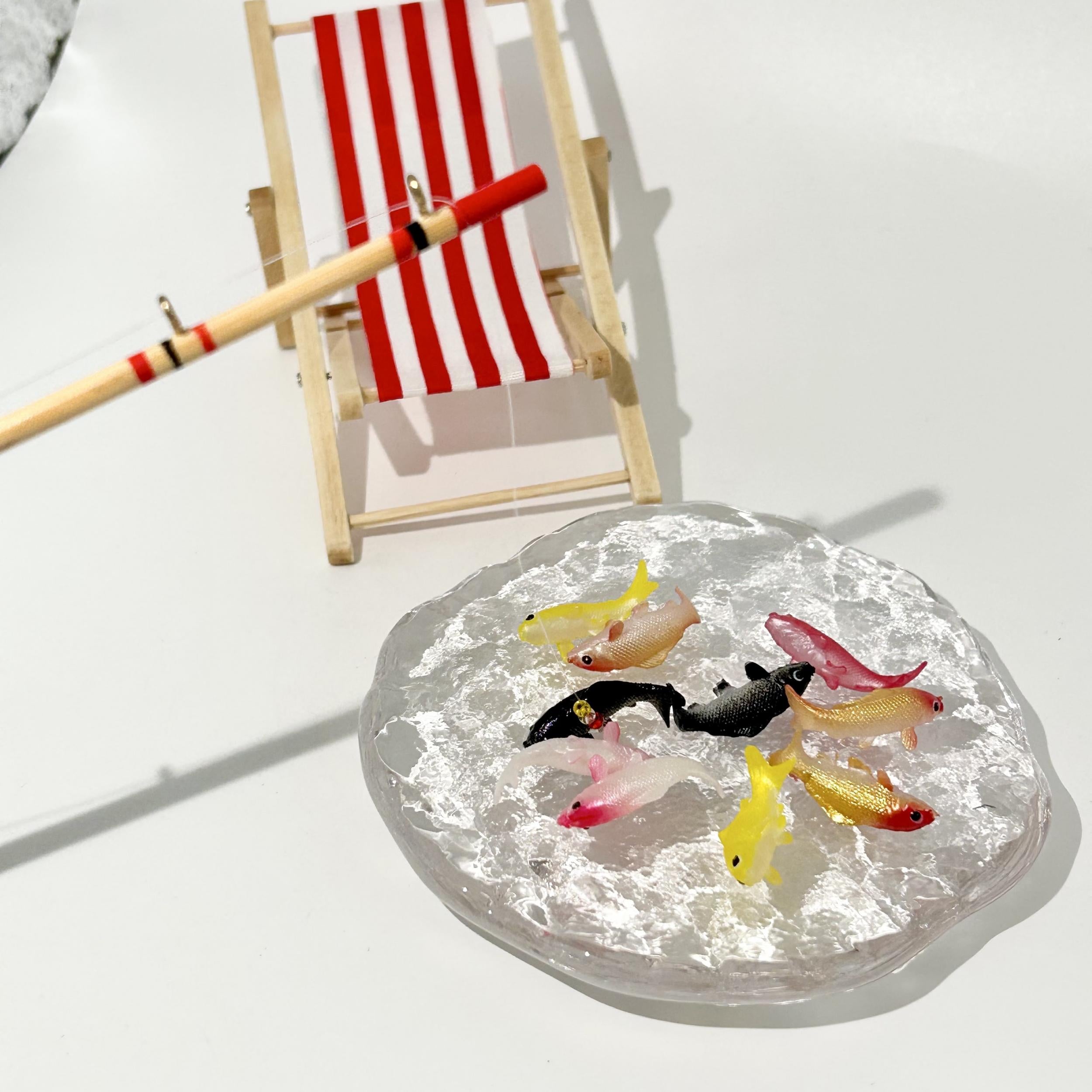 10pcs Dollhouse Fishing Set with Fish, Rod & Chair for Pretend Play