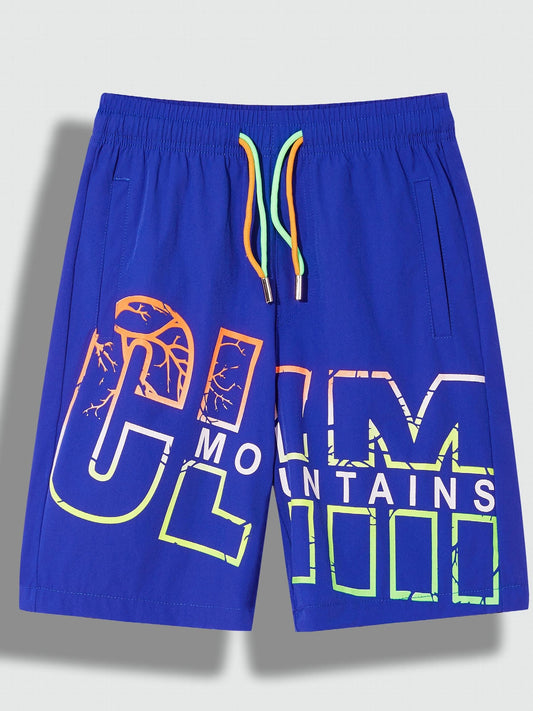 Boys Beach Shorts Quick Dry Drawstring Seaside Shorts