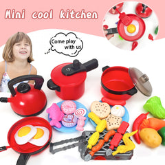 Interactive Kids Kitchen Playset with Red Stove Non Toxic Pretend Cooking