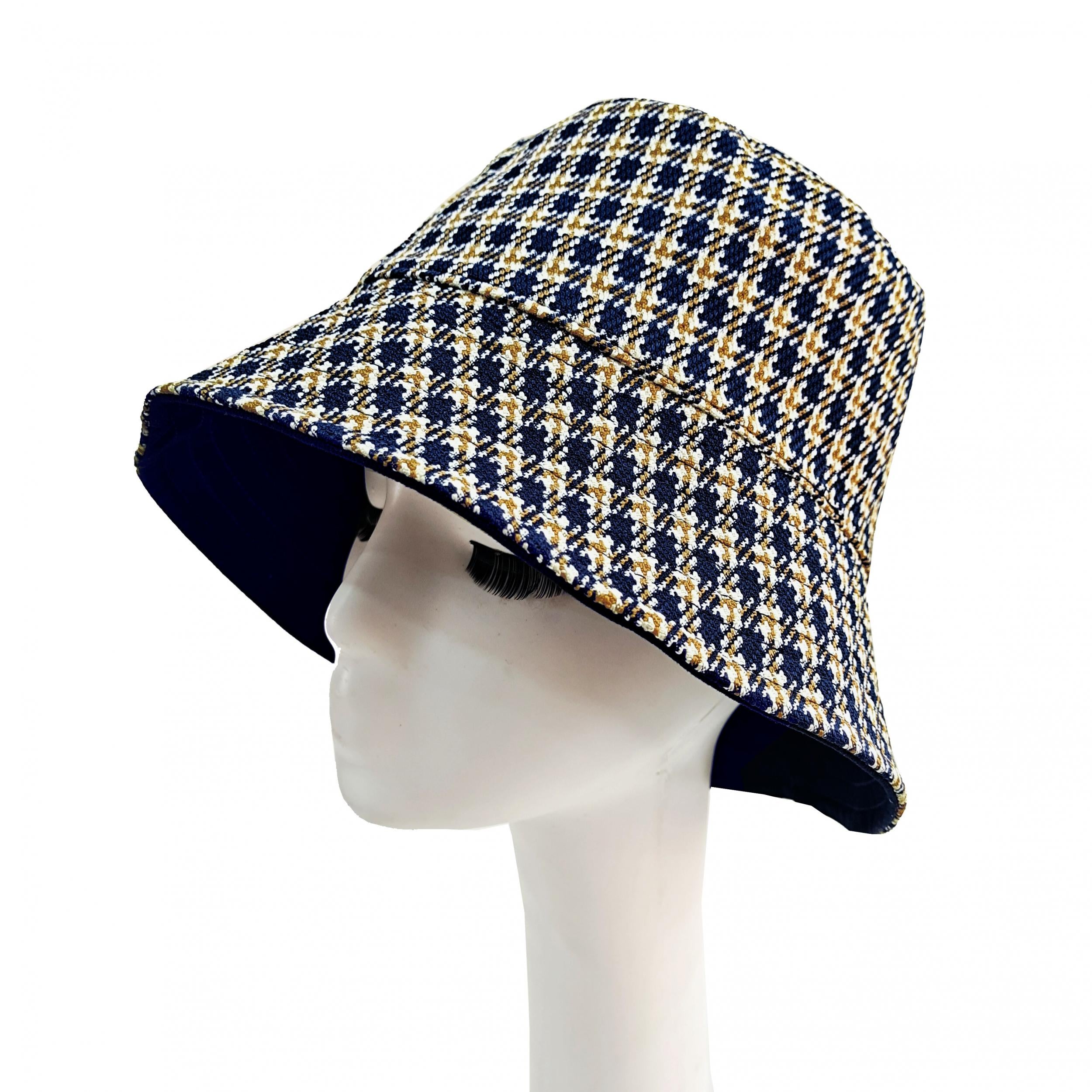 Reversible Houndstooth Bucket Hat Lightweight Basin Hat Outdoor Sunscreen Travel