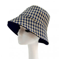 Reversible Houndstooth Bucket Hat Lightweight Basin Hat Outdoor Sunscreen Travel