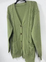  Solid Long Sleeve Open Front Cardigan With Pockets