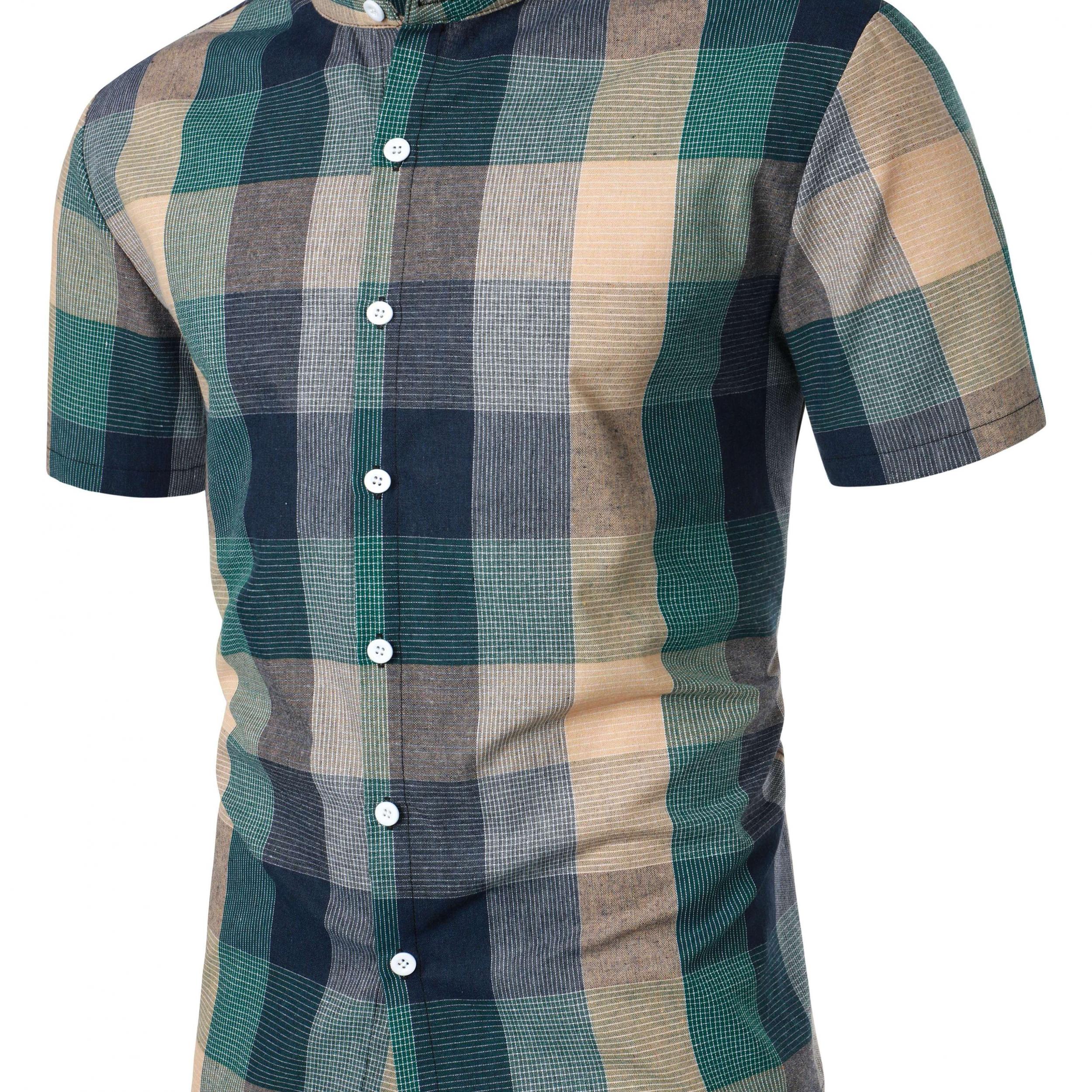 Plaid Print Men's Casual Short Sleeve Shirt