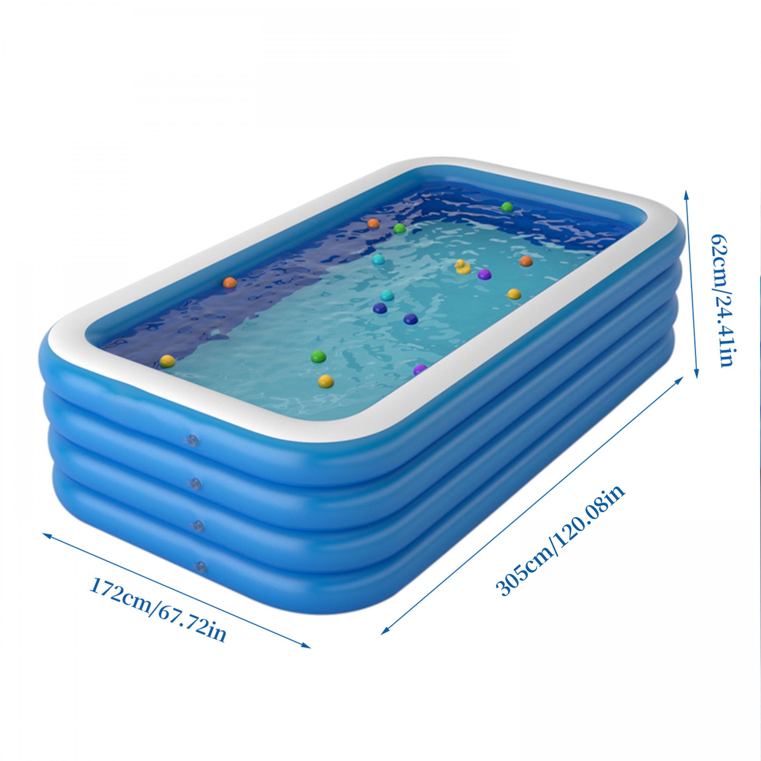 120in 4-Ring Heightening Swimming Pool, Single Layer Bottom, Square Family Pool