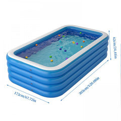 120in 4-Ring Heightening Swimming Pool, Single Layer Bottom, Square Family Pool
