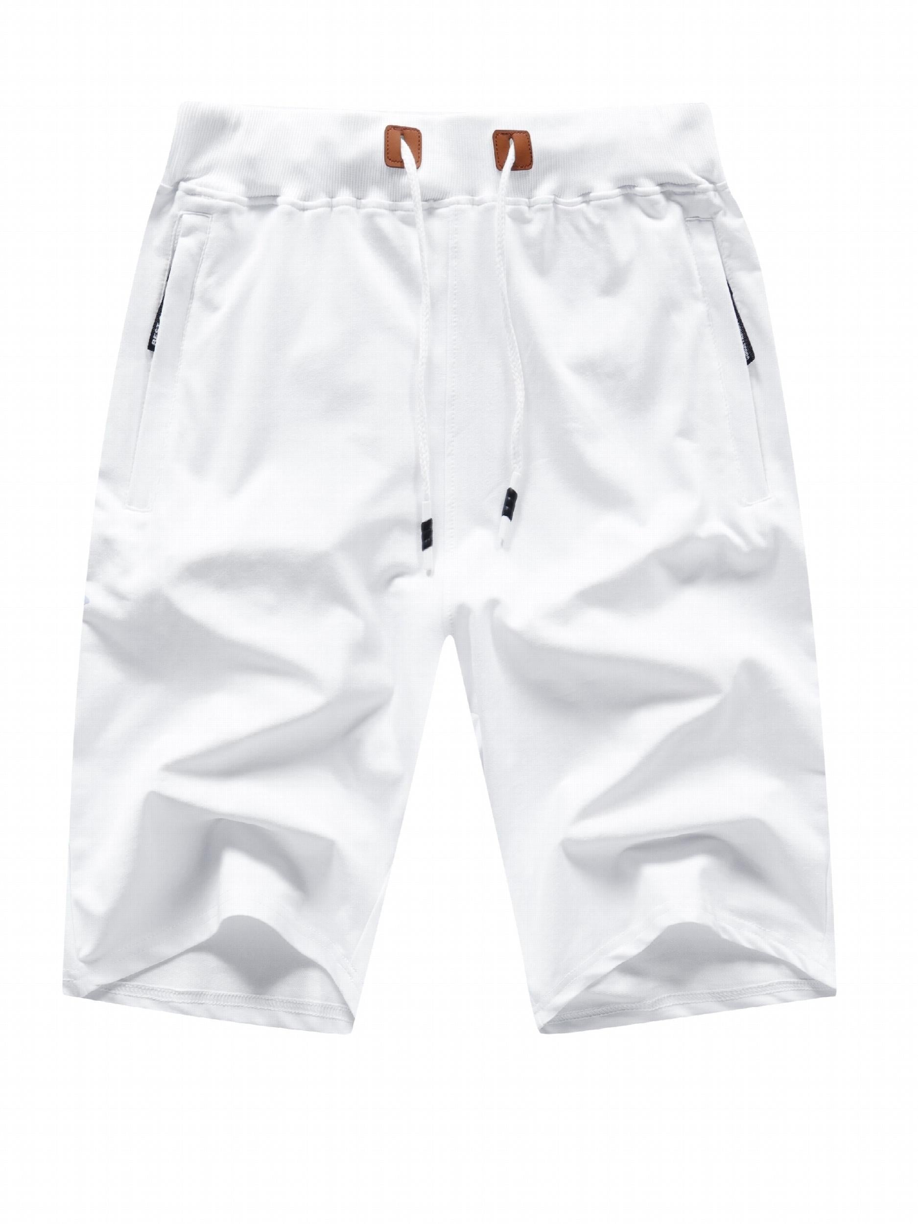 Men's Drawstring Elastic Waist Beach Shorts with Zip Pockets