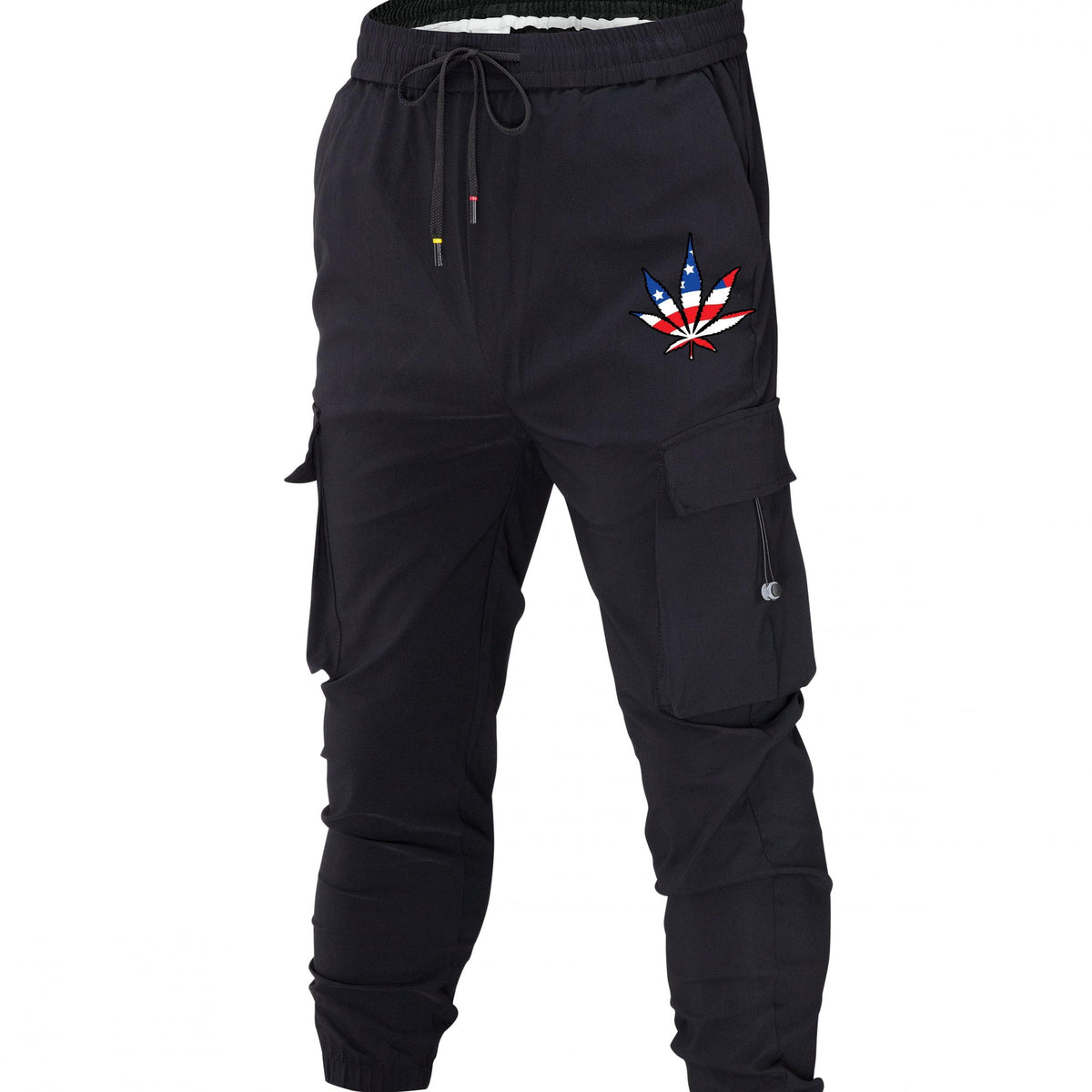 Men s Leaf Print Drawstring Cargo Pants