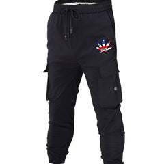 Men s Leaf Print Drawstring Cargo Pants