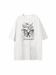 Butterfly Print T shirts Loose Hip hop Short Sleeve Shirt