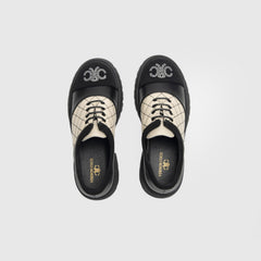 British Style Platform Oxfords Plaid Embroidered Lace Up Shoes