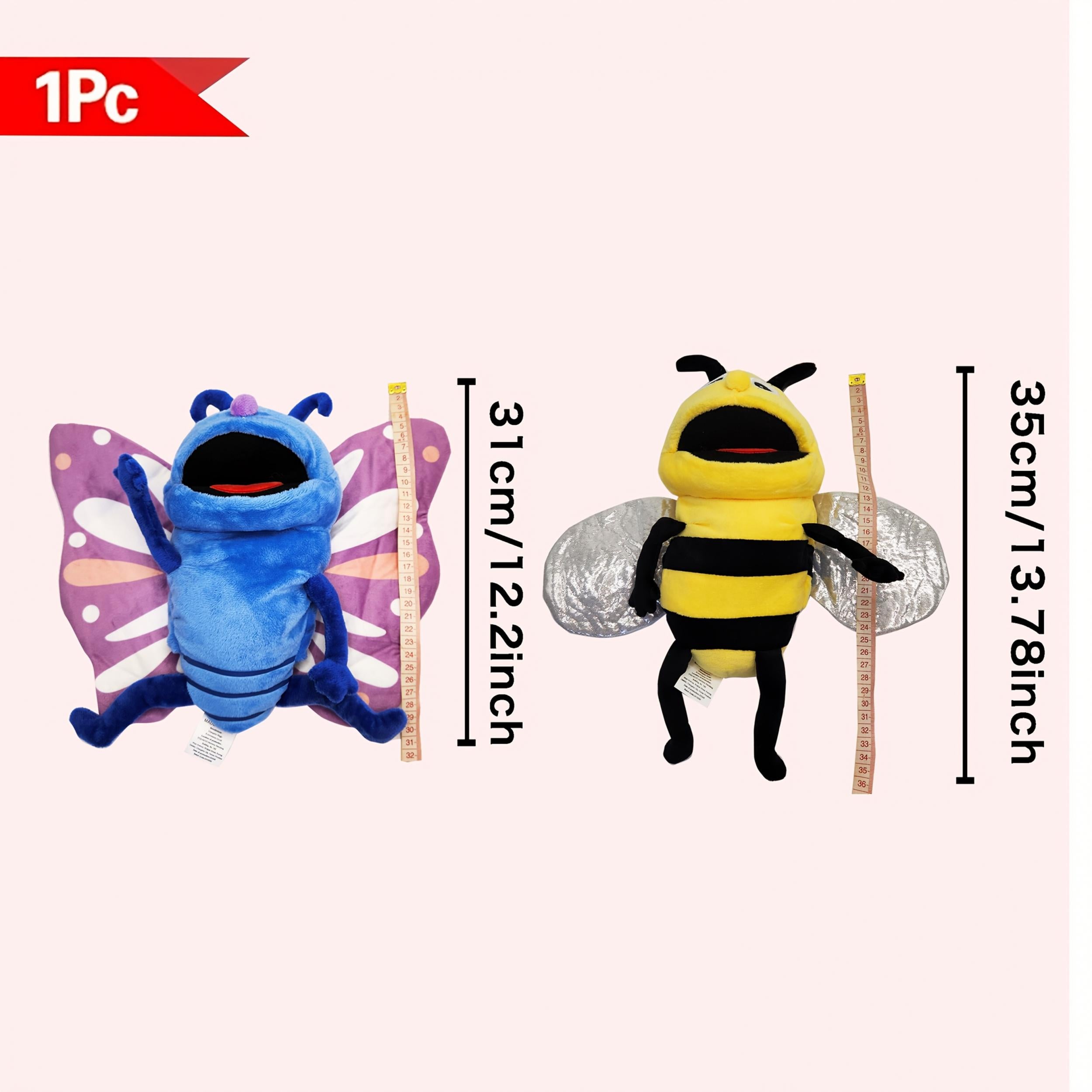 Whimsical Butterfly & Bee Plush Puppets Interactive Toys Gift Set
