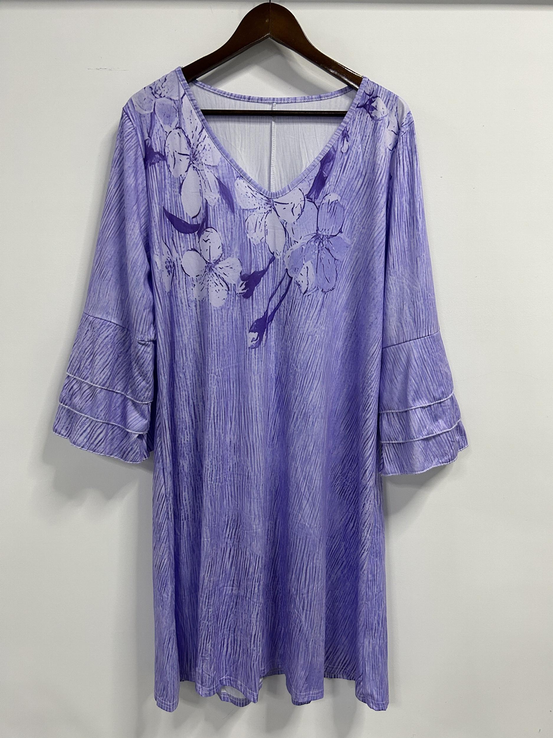  Boho Dress Women's Plus Floral Print V Neck Dress