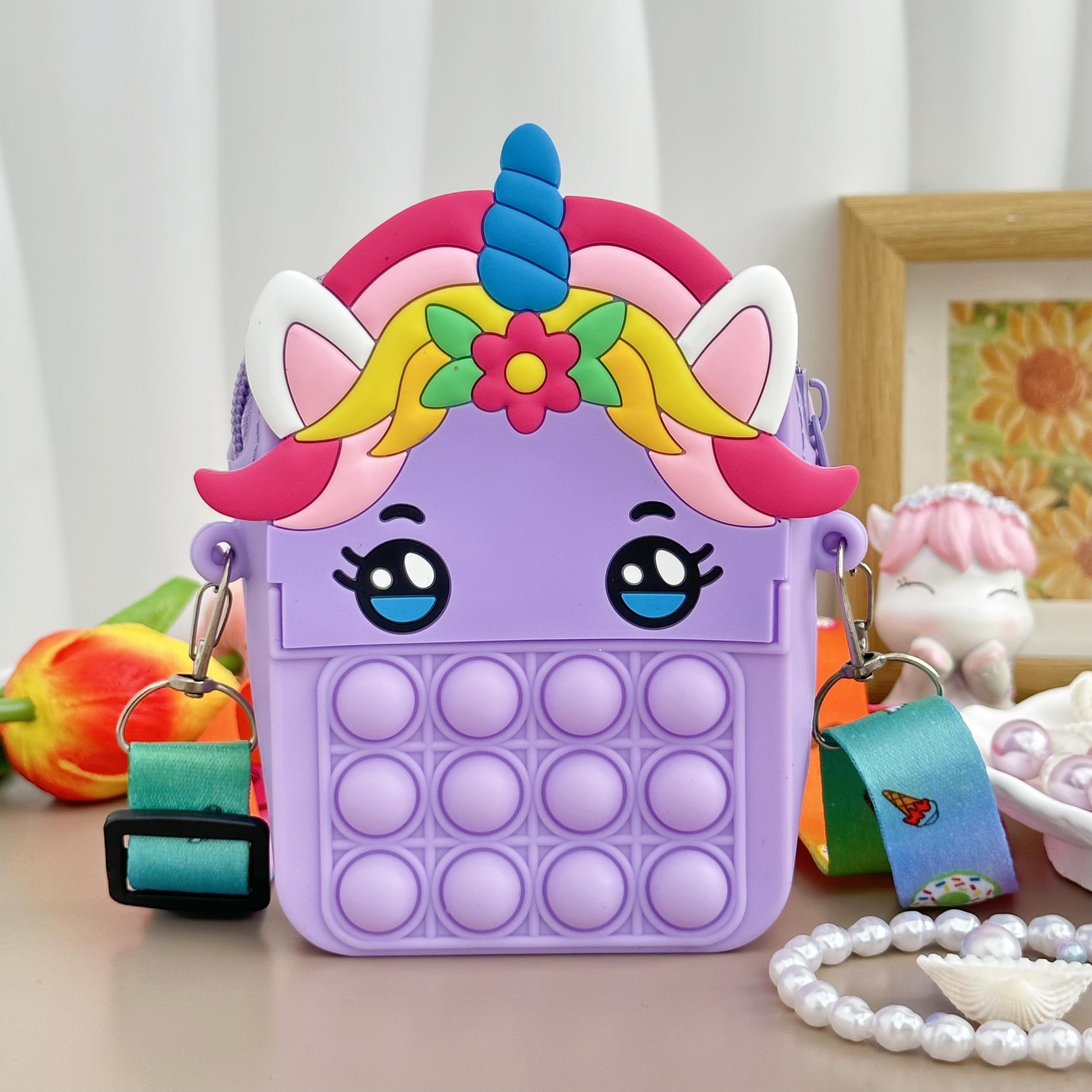 Unicorn Messenger Bag Coin Purse & Fidget Toy Combo for Kids