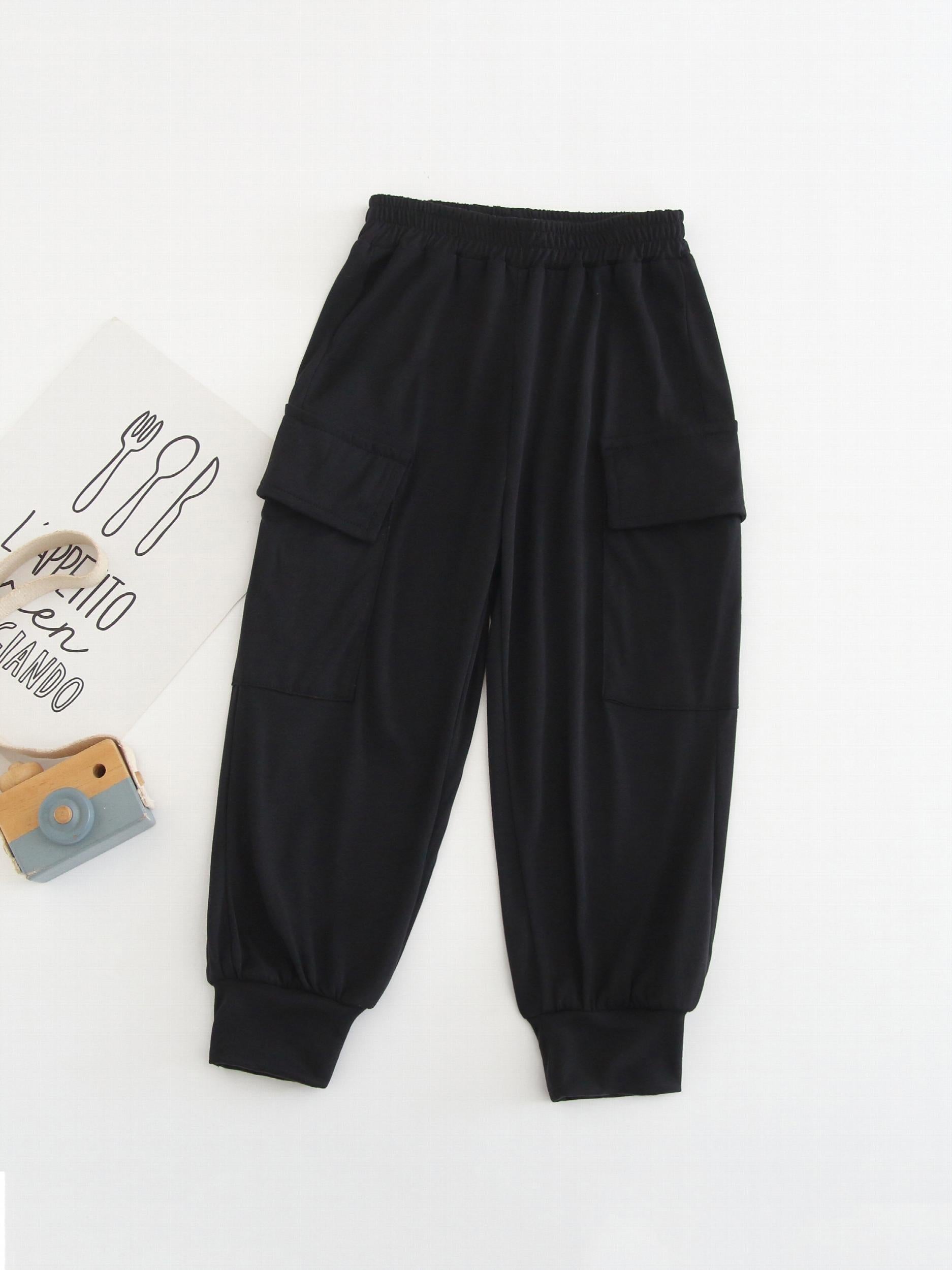 3pcs Boy's Casual Sweatpants Comfy Solid Trousers With Pockets