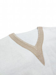  Guipure Lace Knitted V Neck Jumper