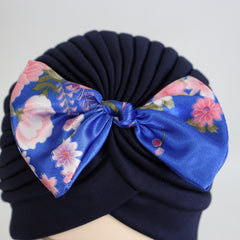 Satin Bow Turban Cap Head Wrap Bandana Headwear Women Beanie Hats